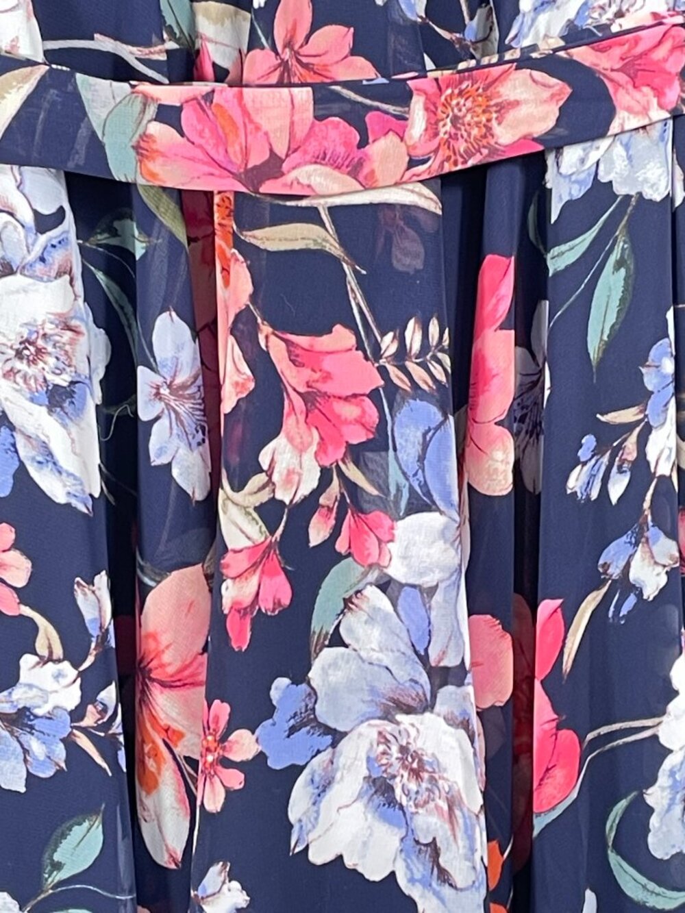 Eliza J Navy Floral Chiffon Wrap Maxi Dress Belted Size 8 Petite - Picture 13 of 15